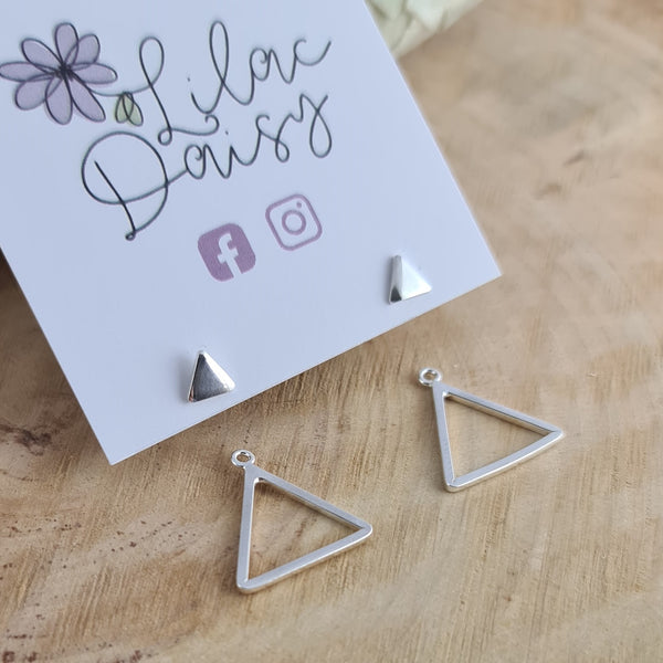 2 in 1 Triangle Sterling Silver Jacket Stud Earrings