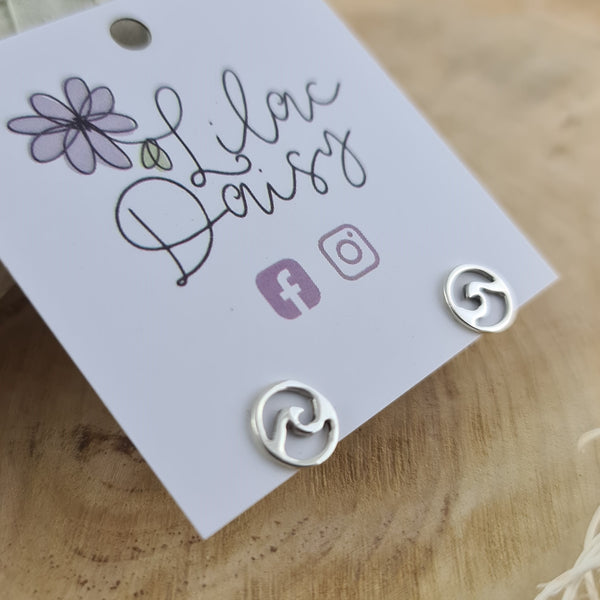 Sterling Silver Wave Stud Earrings