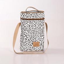 Wine Cooler Double Carry Bag - Laminated Fabric - Cheetah - White