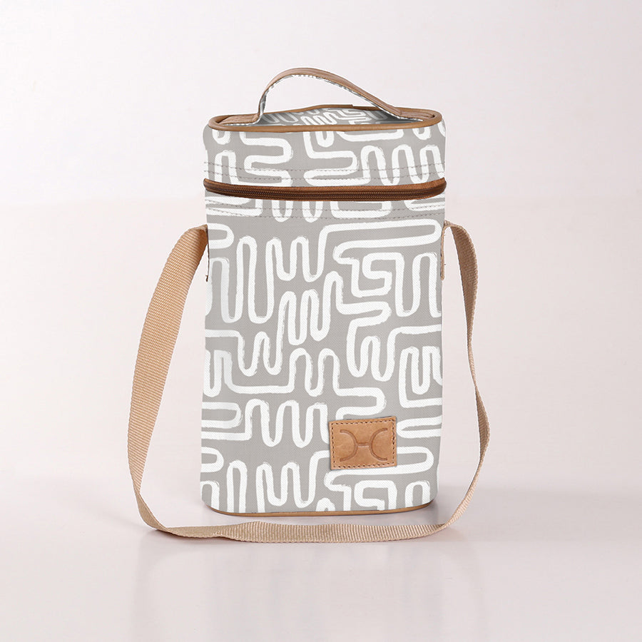 Wine Cooler Double Carry Bag - Laminated Fabric - Geo - Moonstruck