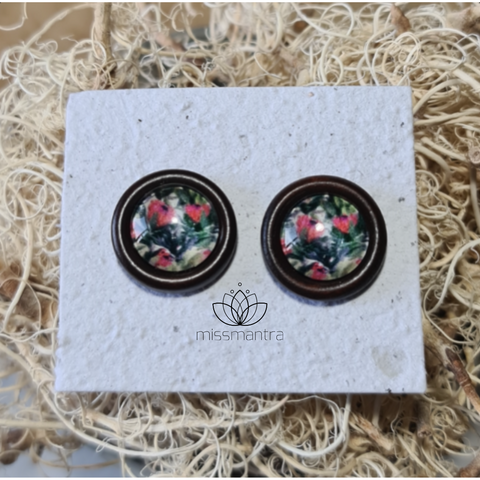 Protea 2 - Wooden Dome Earrings