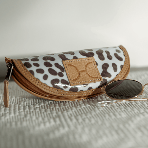 Glasses Case | Laminated Fabric - Cheetah - White