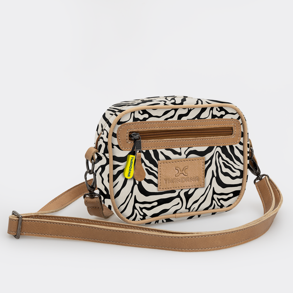 Lipstick Bag | Laminated Fabric with Genuine Leather - Nomad Stripe - Pitch