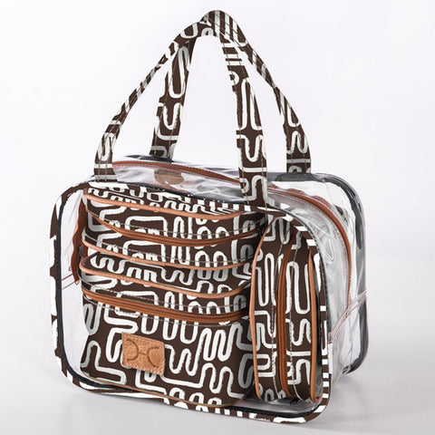 Cosmetic MAXI Bag Set Laminated Fabric - Geo - Black