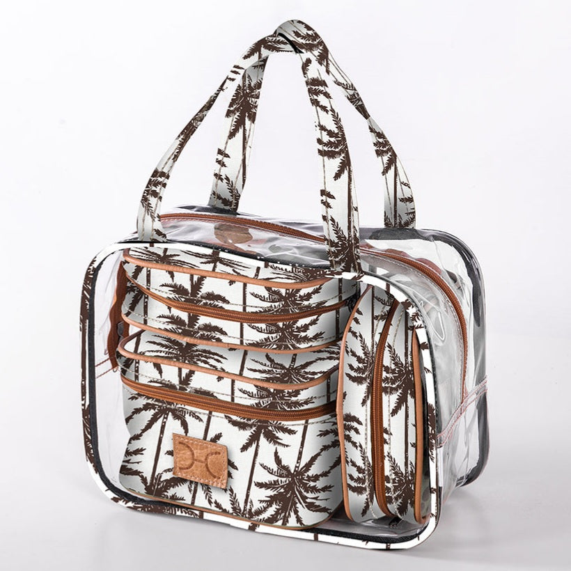 Cosmetic MAXI Bag Set Laminated Fabric - Palm - Neutral