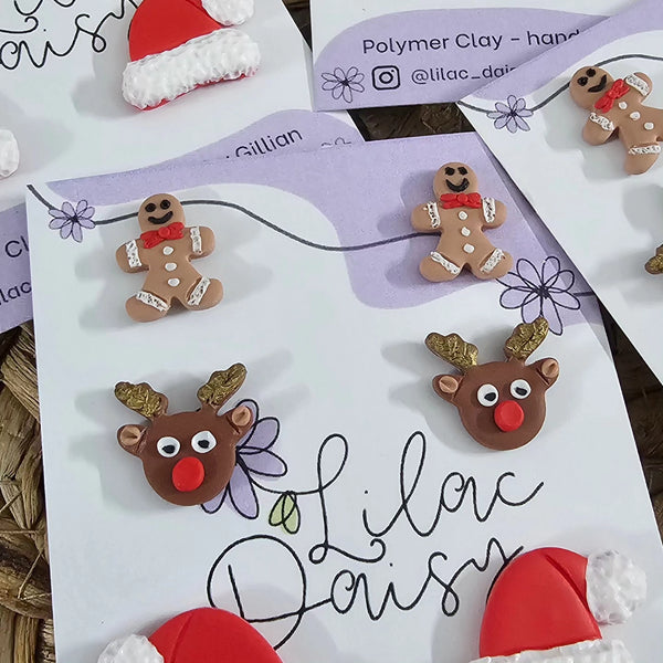 Polymer Clay Earrings - Stud Pack (Christmas 1)