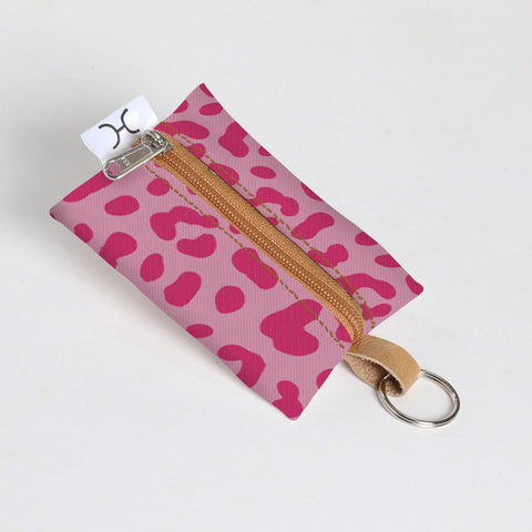 Key Ring Laminated Fabric - Cheetah - Pink