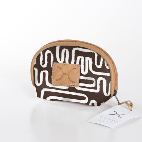Makeup Bag Laminated Fabric - Geo - Black