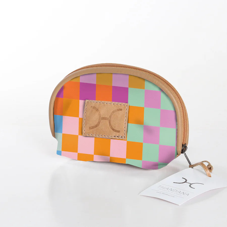 Makeup Bag Laminated Fabric - Checker - Preppy