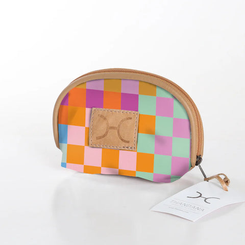 Makeup Bag Laminated Fabric - Checker - Preppy