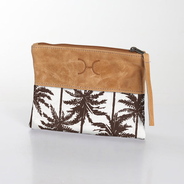 Pouch Laminated Fabric With Leather - Palm - Neutral