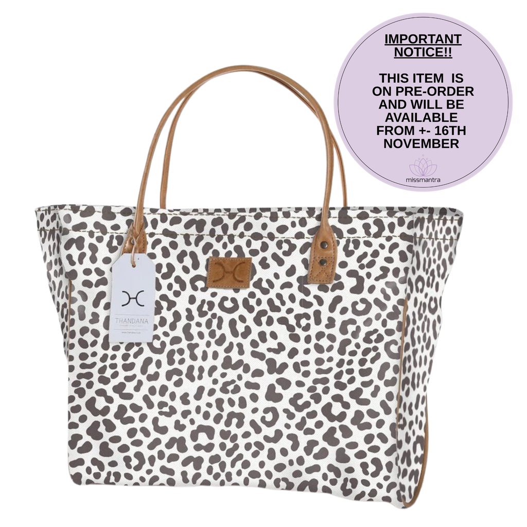 Utility Shopper Bag - Cheetah - White