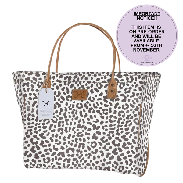 Utility Shopper Bag - Cheetah - White