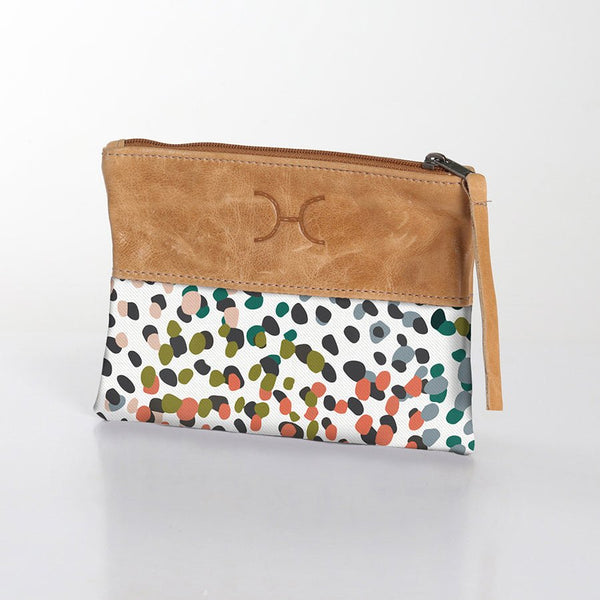 Pouch Laminated Fabric With Leather - Confetti - All about