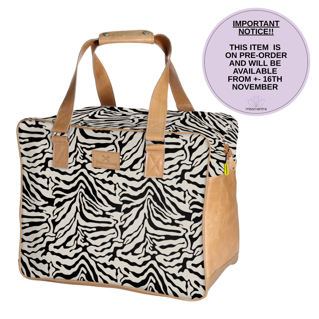 Large Weekender Luggage | Laminated Fabric with Genuine Leather - Nomad Stripe - Pitch