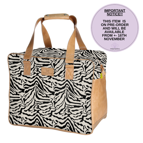 Large Weekender Luggage | Laminated Fabric with Genuine Leather - Nomad Stripe - Pitch