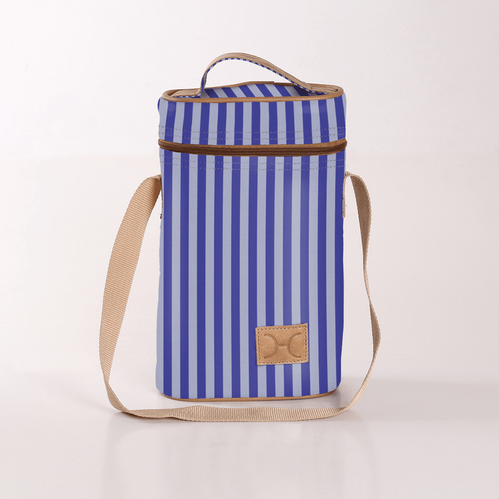 Wine Cooler Double Carry Bag - Laminated Fabric - Linear - Jet