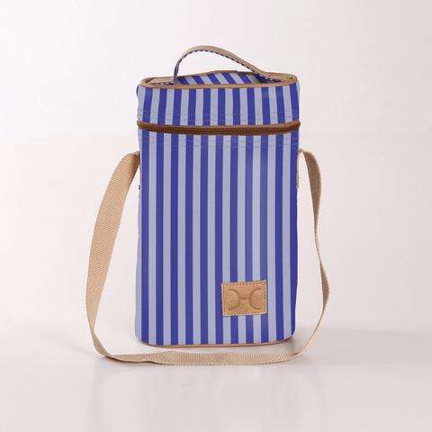 Wine Cooler Double Carry Bag - Laminated Fabric - Linear - Jet