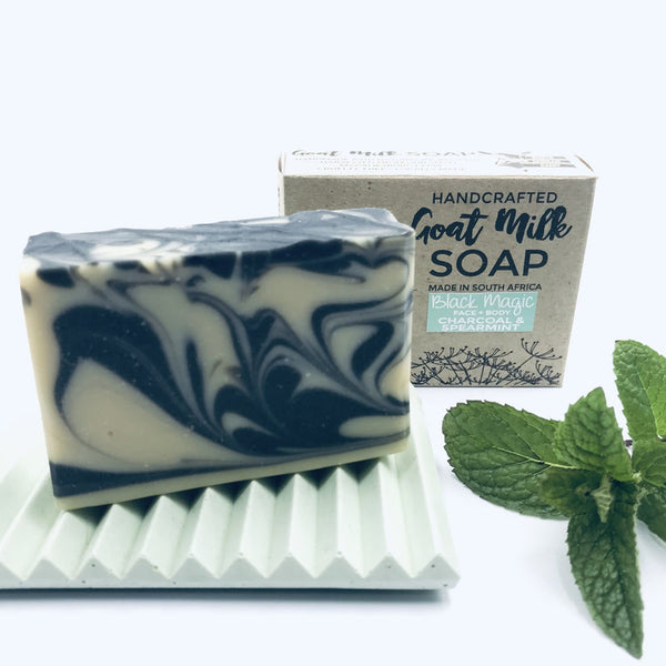 BLACK MAGIC (Face + Body Bar) - Charcoal + Spearmint Goat Milk Soap