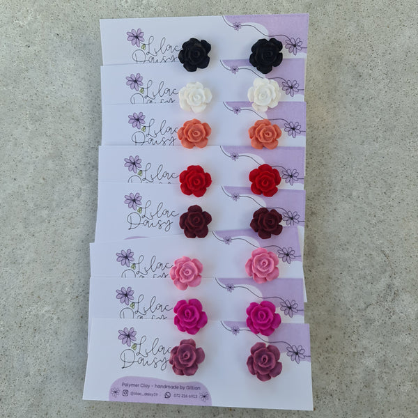 Polymer Clay Earrings - Rose Studs