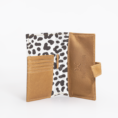 Travel Mini Wallet | Laminated Fabric with Genuine Leather - Cheetah - White