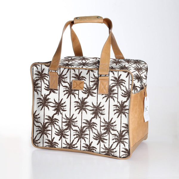 Large Weekender Luggage | Laminated Fabric with Genuine Leather - Palm - Neutral