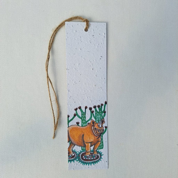 Rhino - Growing Paper Bookmark