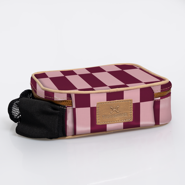 Snack Pack | Laminated Fabric with Genuine Leather - Checkmate - Cherry