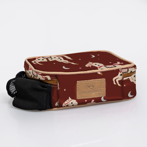Snack Pack | Laminated Fabric with Genuine Leather - Midnight Pony - Cherry