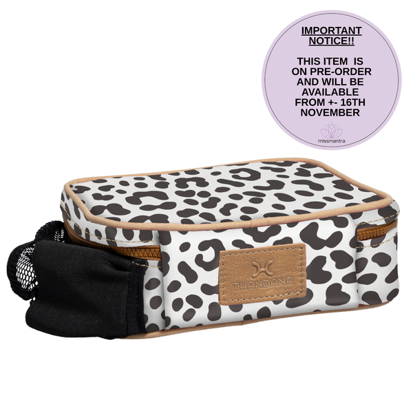 Snack Pack | Laminated Fabric with Genuine Leather - Cheetah - White