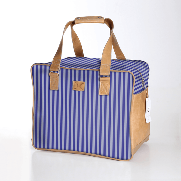 Large Weekender Luggage | Laminated Fabric with Genuine Leather - Linear - Jet