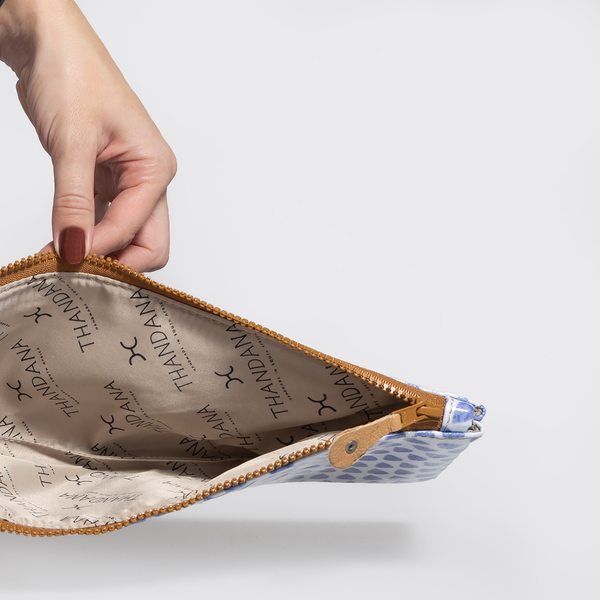 Kids Doodle Pencil Pouch | Laminated Fabric - Linear - Preppy