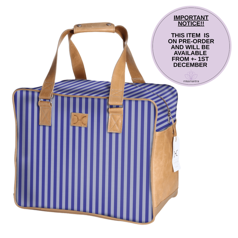 Large Weekender Luggage | Laminated Fabric with Genuine Leather - Linear - Jet