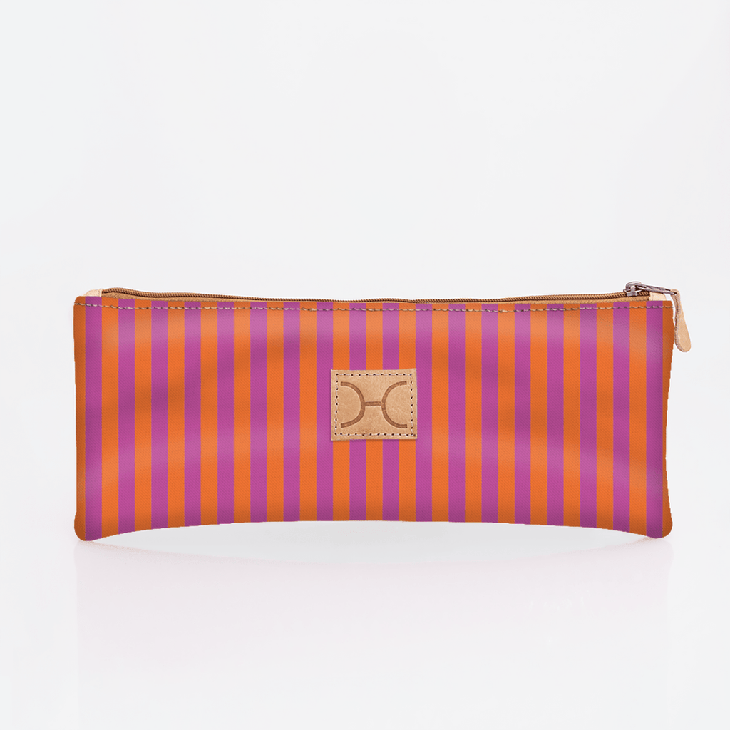 Kids Pencil Case Triple Zip | Laminated Fabric - Linear - Preppy