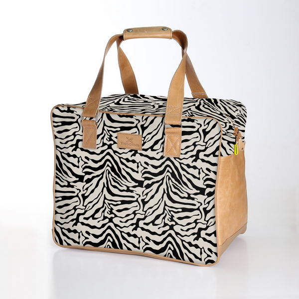 Large Weekender Luggage | Laminated Fabric with Genuine Leather - Nomad Stripe - Pitch