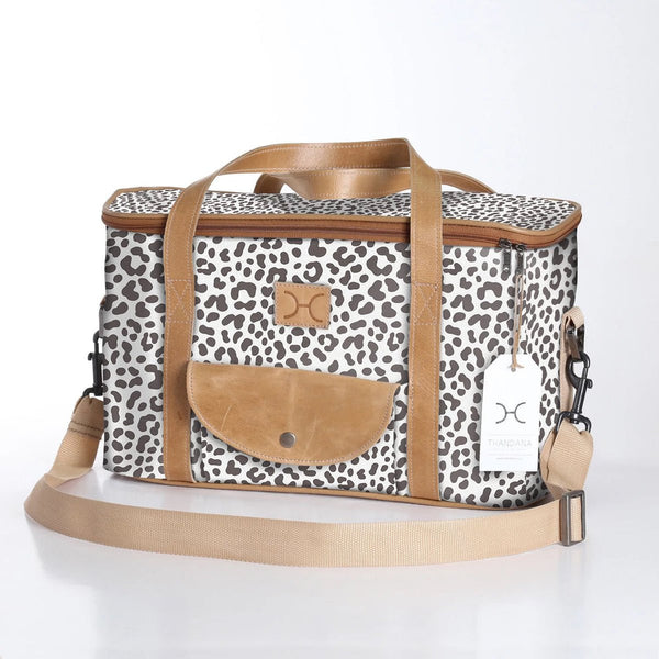 Caddy Cooler Laminated Fabric - Cheetah - White