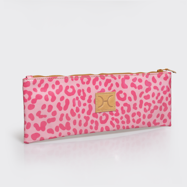 Kids Doodle Pencil Pouch | Laminated Fabric - Cheetah - Pink