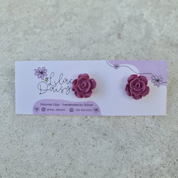 Polymer Clay Earrings - Rose Studs