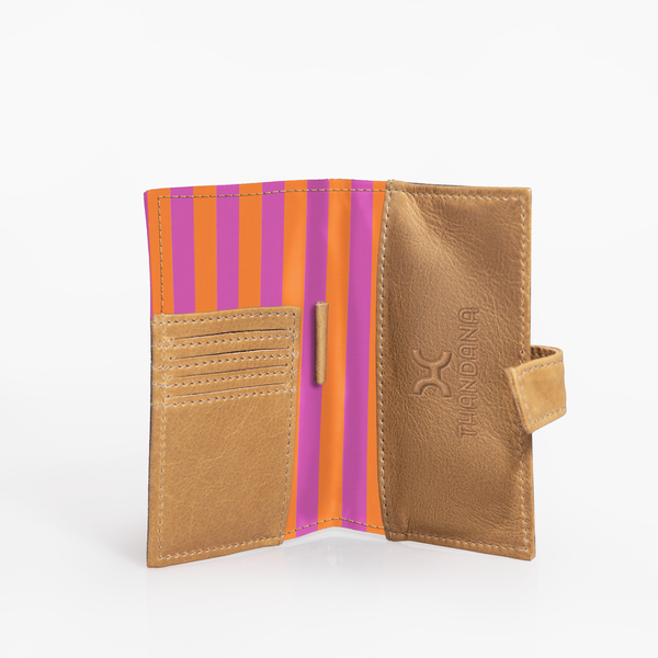 Travel Mini Wallet | Laminated Fabric with Genuine Leather - Linear - Preppy