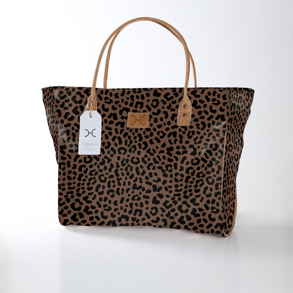 Utility Shopper Bag - Cheetah - Coffee