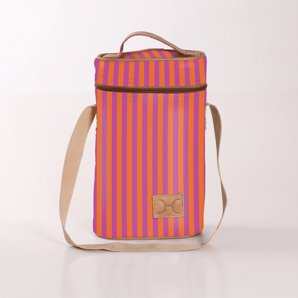 Wine Cooler Double Carry Bag - Laminated Fabric - Linear - Preppy