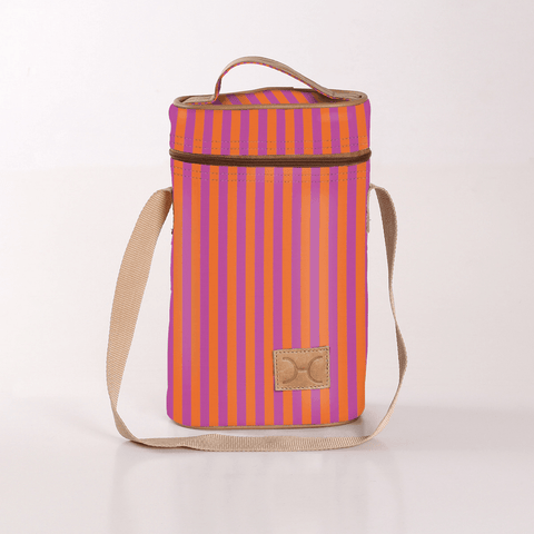 Wine Cooler Double Carry Bag - Laminated Fabric - Linear - Preppy