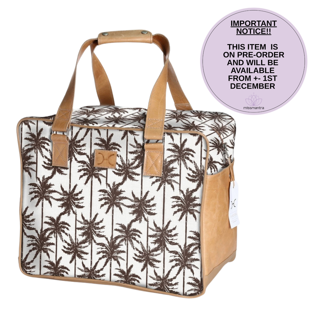Large Weekender Luggage | Laminated Fabric with Genuine Leather - Palm - Neutral