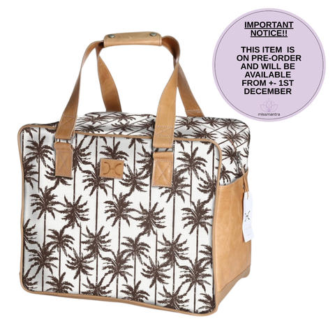 Large Weekender Luggage | Laminated Fabric with Genuine Leather - Palm - Neutral