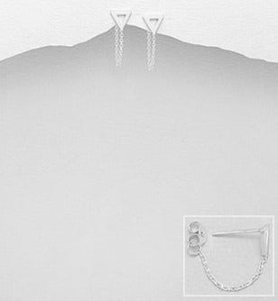 Triangle/Chain Sterling Silver Jacket Earrings