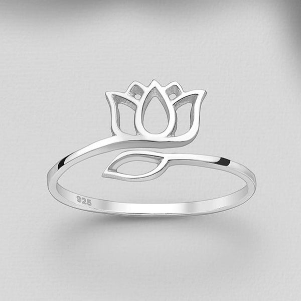 Lotus Sterling Silver Adjustable Ring