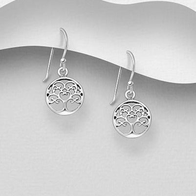 Sterling Silver Tree of Life Hook Earrings - Style 1
