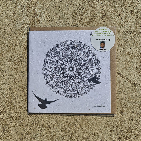 Mandala & Birds in Flight - Growing Paper Greeting Card