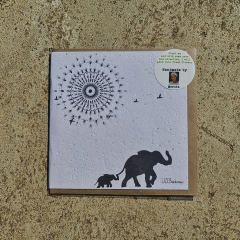 Mandala Sun Elephants - Growing Paper Greeting Card