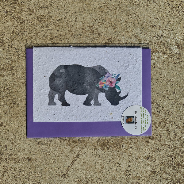 Rhino - Growing Paper Greeting Card